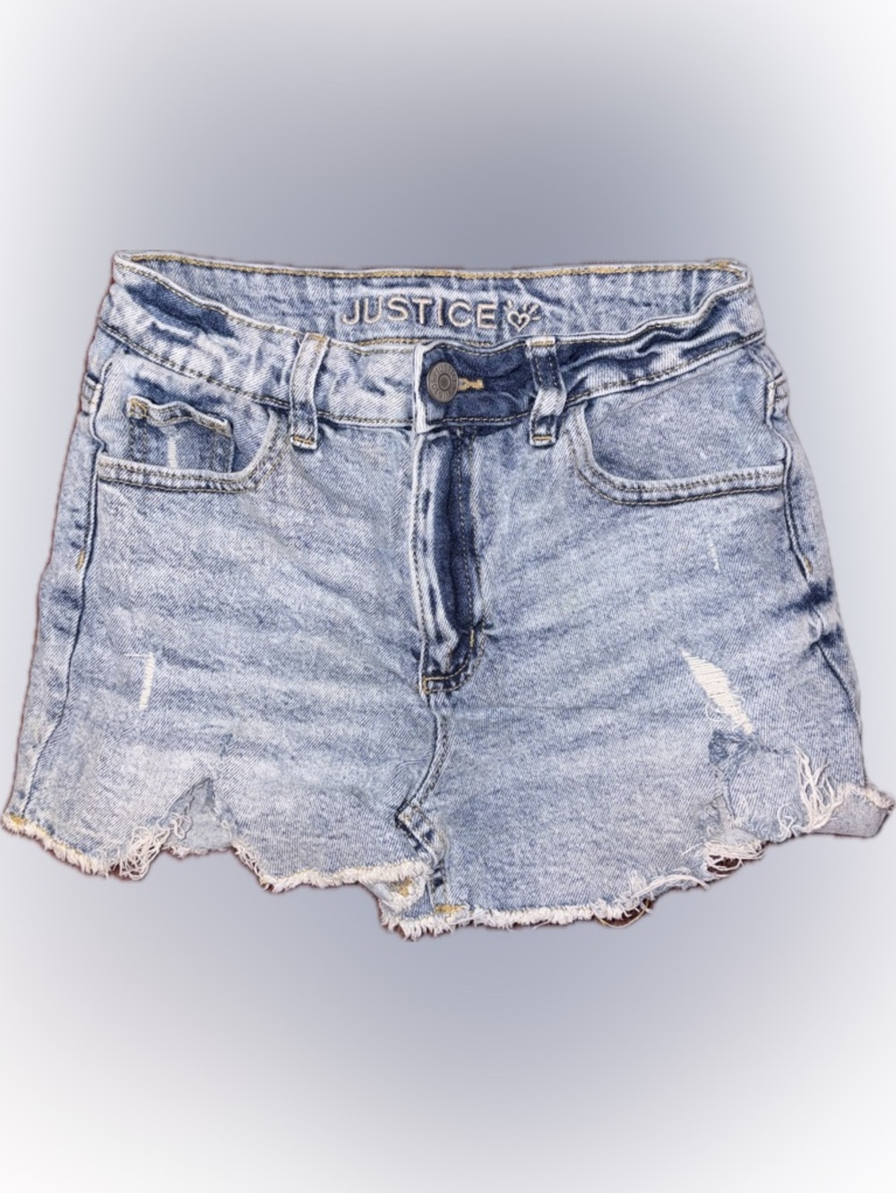 Justice Light Blue Distressed Denim Cutoff Shorts